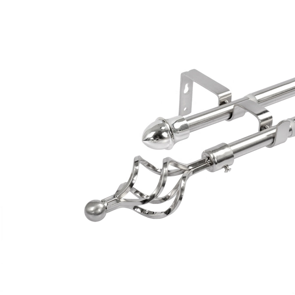 Σφαίρα Ασημί Διπλό Inox Κουρτινόξυλο Με Άνοιγμα 160 έως 310 cm 28mm D141-11310