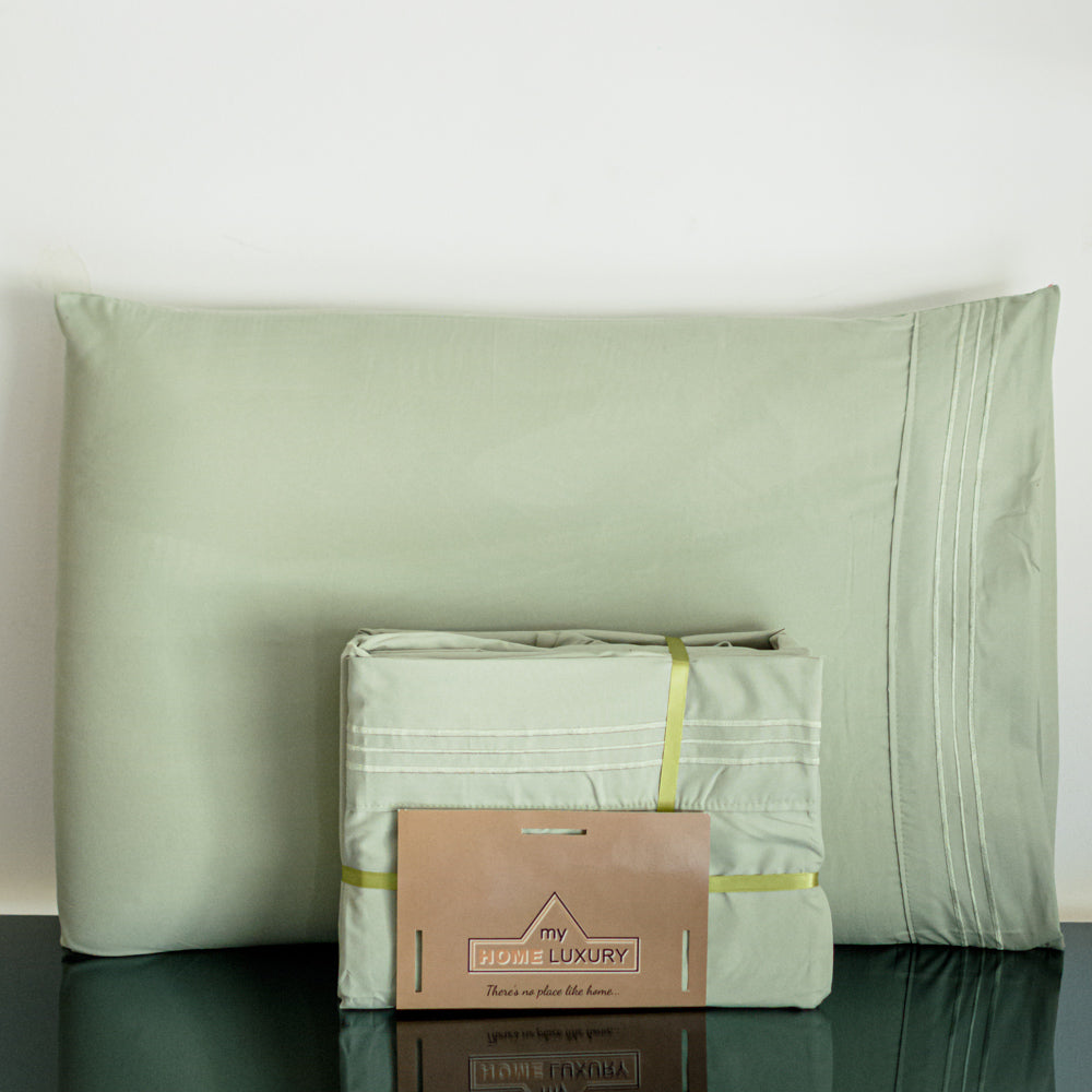 Σετ Σεντόνια Υπέρδιπλα Πράσινο Με Λάστιχο 180x200+30cm 4τμχ Microcotton 912-10