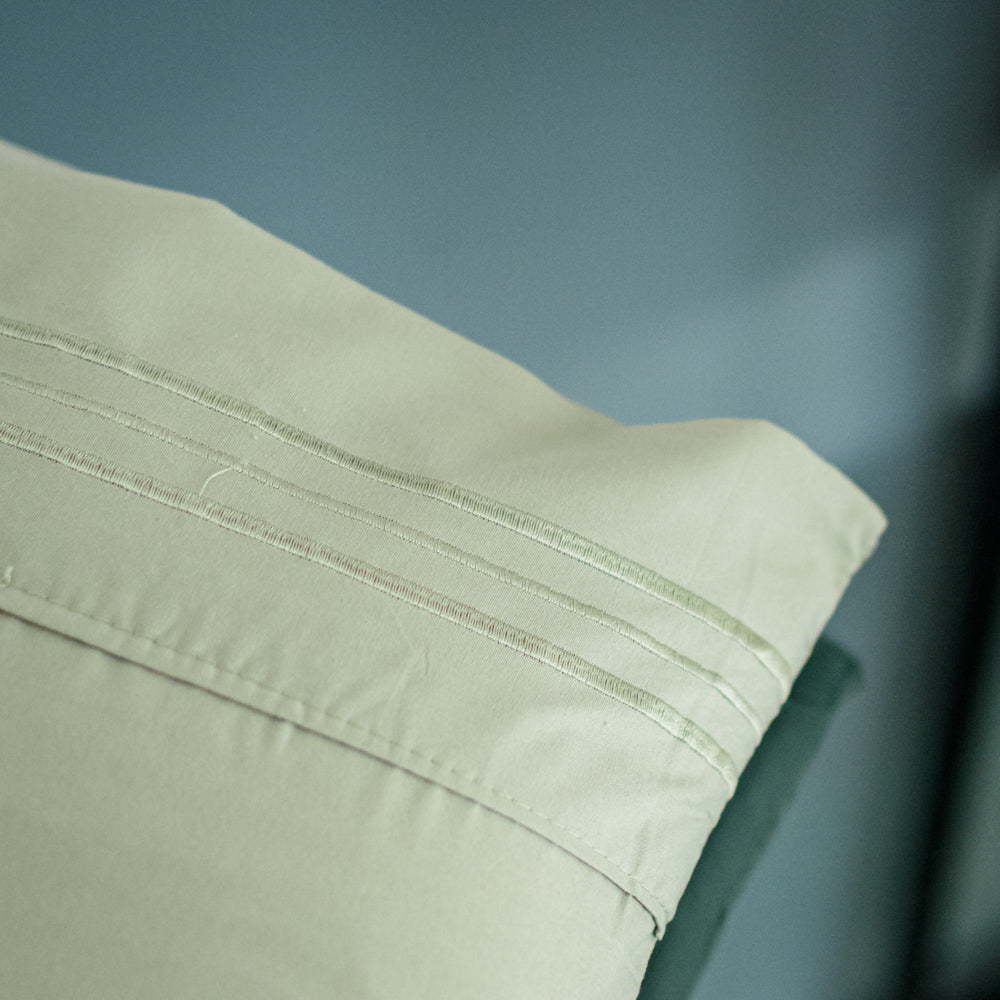 Σετ Σεντόνια Υπέρδιπλα Πράσινο Με Λάστιχο 180x200+30cm 4τμχ Microcotton 912-10