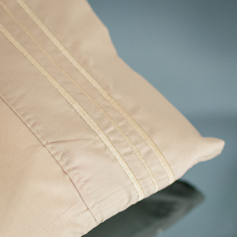 Σετ Σεντόνια Υπέρδιπλα Μπεζ Με Λάστιχο 180x200+30cm 4τμχ Microcotton 912-2