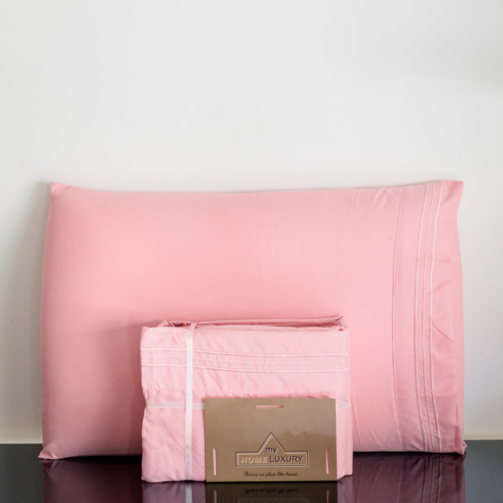 Σετ Σεντόνια Υπέρδιπλα Ροζ Με Λάστιχο 180x200+30cm 4τμχ Microcotton 912-5