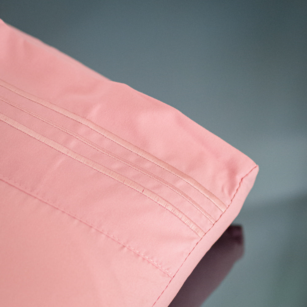 Σετ Σεντόνια Ημίδιπλα Ροζ Με Λάστιχο 100x200+30cm 3τμχ Microcotton 913-5