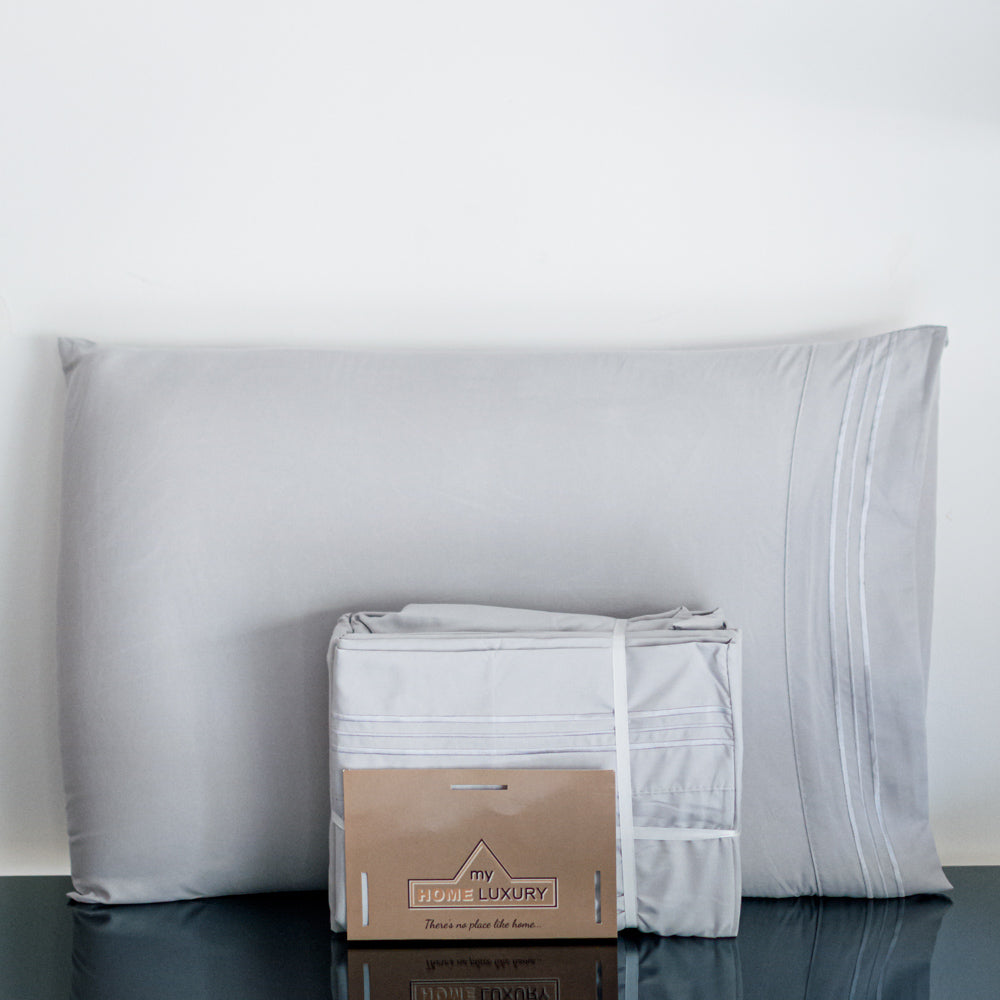 Σετ Σεντόνια Υπέρδιπλα Γκρι Με Λάστιχο 180x200+30cm 4τμχ Microcotton 912-4