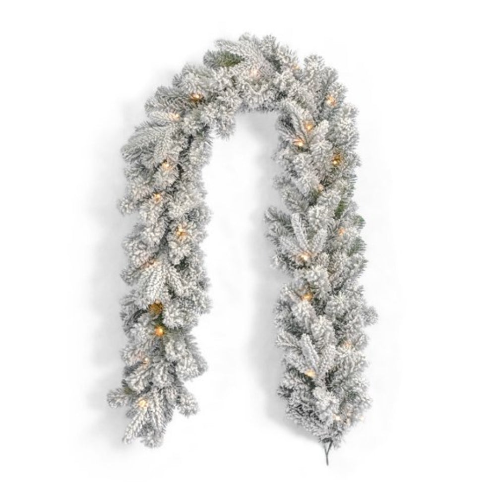 Χιονισμένη Χριστουγεννιάτική Γιρλάντα 180cm με 50led Λαμπάκια